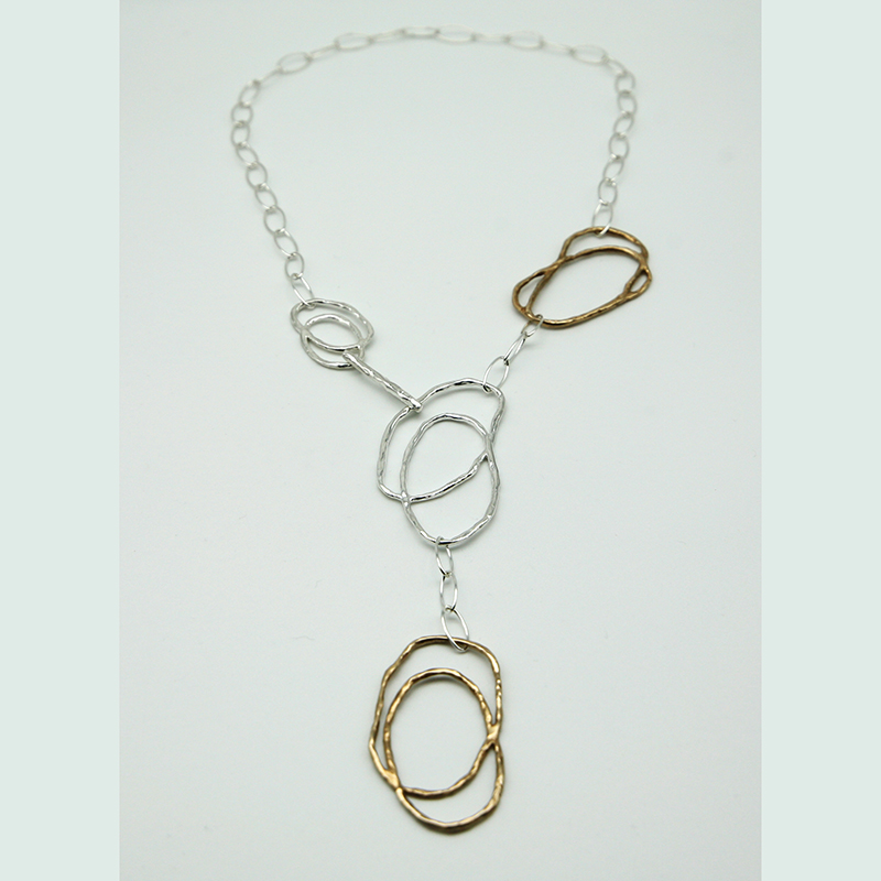 Collana collezione Scarabocchi materici- argento e bronzo