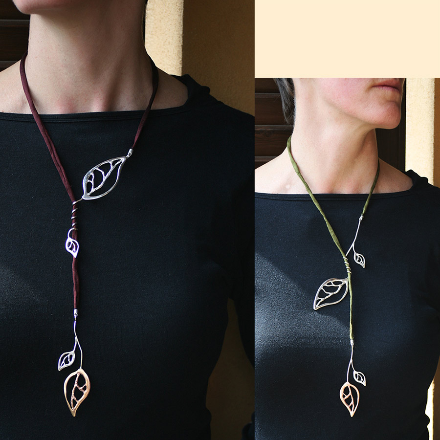 Collana collezione Foglie - argento e bronzo