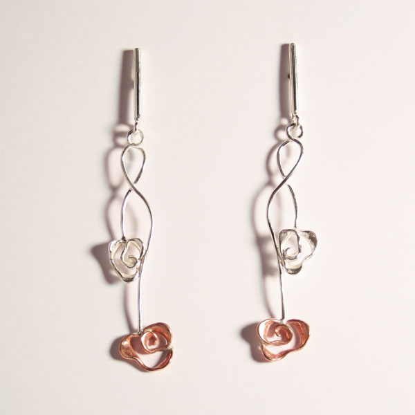 Orecchini collezione Rose - argento e bronzo